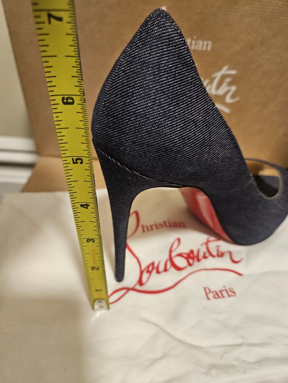 Christian Louboutin New Very Prive 120 Denim Size 38 - Picture 4 of 9